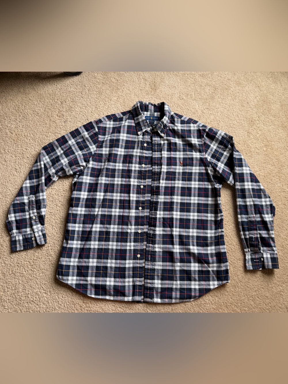 Ralph Lauren Navy, White & Red Plaid Button-Down Shirt